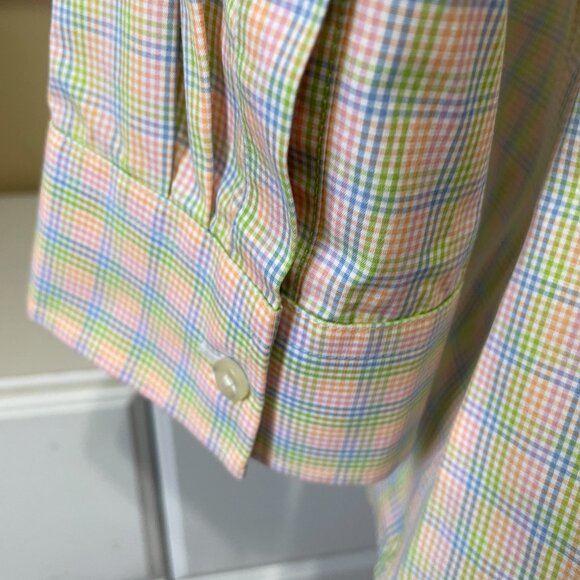 Lands End Petite Button Up Shirt Blouse Womens Size 4P Cotton Blend Plaid - Picture 4 of 6